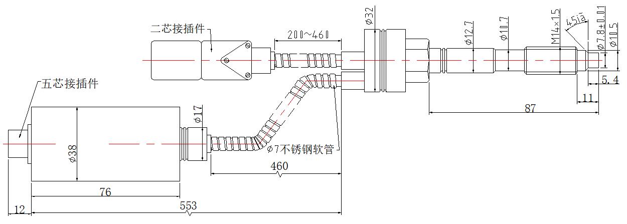 PT131高温熔体成人免费黄瓜视频传感器尺寸图